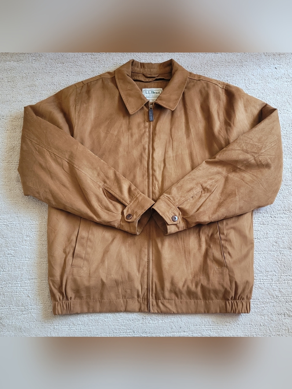 LL BEAN VINTAGE BOMBER JACKET FAUX SUEDE WOOL BLEND ZIP IN LINER XL TALL